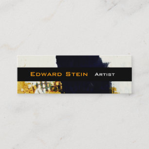 Schwarzer Brushstroke-Painterly abstrakter Mini Visitenkarte