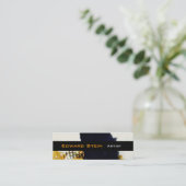 Schwarzer Brushstroke-Painterly abstrakter Mini Visitenkarte (Stehend Vorderseite)