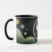 Schwarzer Bubble Retro Moderner Monogramm Buchstab Tasse (Links)