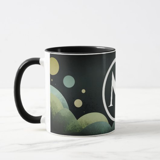 Schwarzer Bubble Retro Moderner Monogramm Buchstab Tasse (Links)
