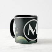 Schwarzer Bubble Retro Moderner Monogramm Buchstab Tasse (Vorderseite Links)