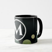 Schwarzer Bubble Retro Moderner Monogramm Buchstab Tasse (VorderseiteRechts)