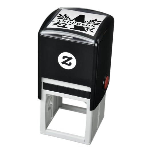 Schwarzer Buchstabe A Blätter Monogramm teilen Permastempel (Produkt)