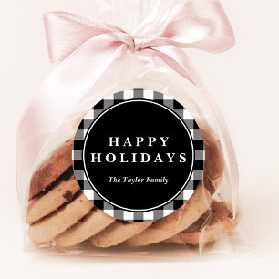 Schwarzer Büffel-kariertes Runder Aufkleber