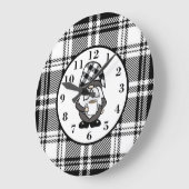 Schwarzer Büffel-Karo-Gnom Große Wanduhr (Winkel)