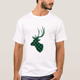 Schwarzer Büffel-Karo-Hirsch T-Shirt