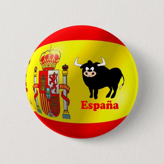 Schwarzer Bulle der spanischen Flagge Button (Vorderseite)
