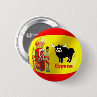 Schwarzer Bulle der spanischen Flagge Button