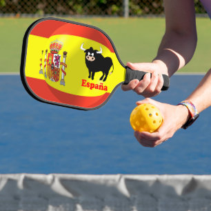 Schwarzer Bulle der spanischen Flagge Pickleball Schläger