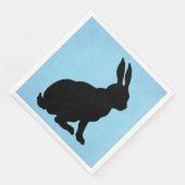 Schwarzer Bunny Silhouette Form Tall Ohren auf bla Serviette (Ecke)