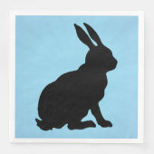 Schwarzer Bunny Silhouette Form Tall Ohren auf bla Serviette (Vorderseite)