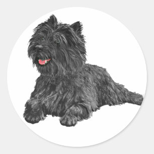 Schwarzer Cairn Terrier Runder Aufkleber
