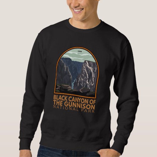 Schwarzer Canyon des Vintagen Gunnison-Emblems Sweatshirt (Vorderseite)