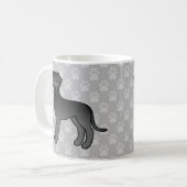 Schwarzer Cartoon Große Dane Hunde auf Grau Kaffeetasse (Vorderseite Links)
