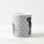 Schwarzer Cartoon Große Dane Hunde auf Grau Kaffeetasse (Mittel)