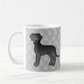 Schwarzer Cartoon Große Dane Hunde auf Grau Kaffeetasse (Links)
