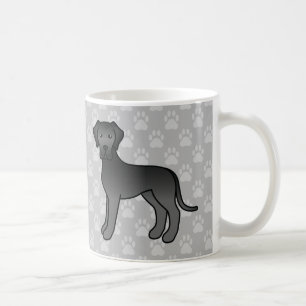 Schwarzer Cartoon Große Dane Hunde auf Grau Kaffeetasse
