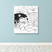 Schwarzer Cartoon Kunst, Dichtung und Musik Leinwanddruck (Insitu (Holzboden))