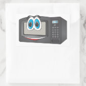Schwarzer Cartoon Mikrowelle Rechteckiger Aufkleber (Tasche)