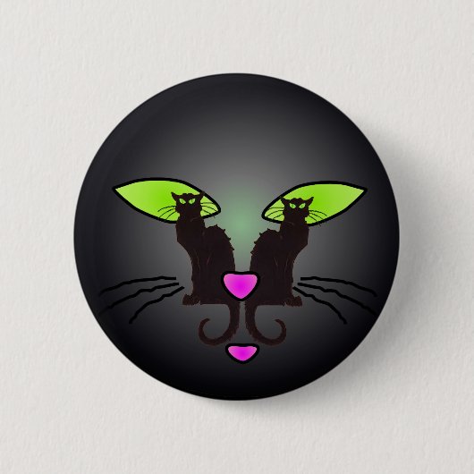 SCHWARZER CAT-GESICHT durch SHARON SHARPE Button (Vorderseite)