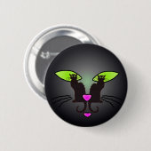 SCHWARZER CAT-GESICHT durch SHARON SHARPE Button (Vorne & Hinten)