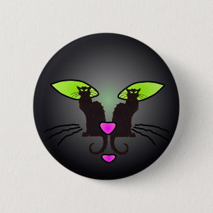 SCHWARZER CAT-GESICHT durch SHARON SHARPE Button