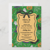 Schwarzer Cat Ghost Coquette Bow Frame Trick oder Einladung (Vorderseite)