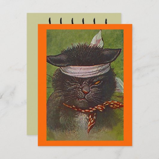 SCHWARZER CAT IN DER EINLADUNG (Vorne/Hinten)