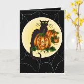 SCHWARZER CAT, KÜRBIS-JACK u. NETZ durch SHARON Karte (Gelbe Blume)