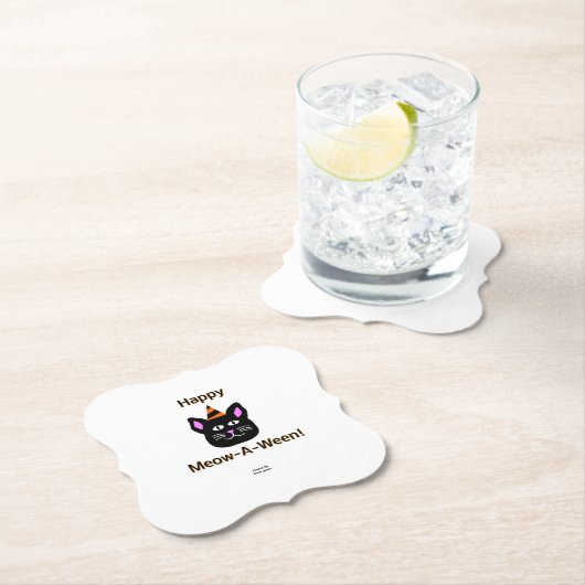 Schwarzer Cat Meow-A Ween Bracket Paper Untersetze Untersetzer (Vor Ort)
