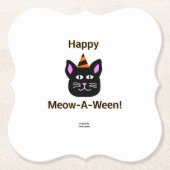 Schwarzer Cat Meow-A Ween Bracket Paper Untersetze Untersetzer (Vorderseite)