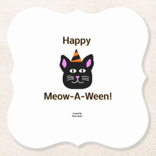 Schwarzer Cat Meow-A Ween Bracket Paper Untersetze Untersetzer