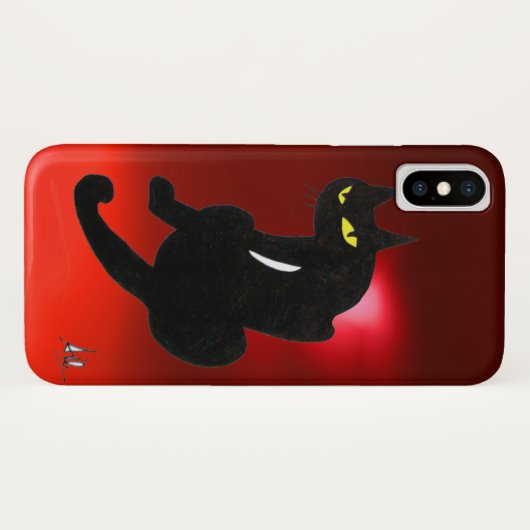 SCHWARZER CAT-Rotrubin Case-Mate iPhone Hülle (Rückseite (Horizontal))