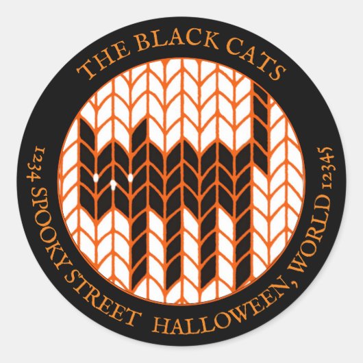SCHWARZER CAT-STRICK - Große runde Adressbezeichnu Runder Aufkleber (Vorderseite)