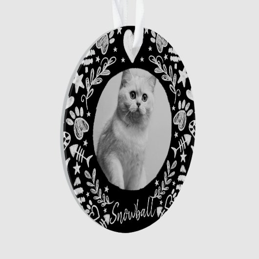 Schwarzer Chalkboard Art Frame Cat Memorial Keepak Ornament (Vorderseite)