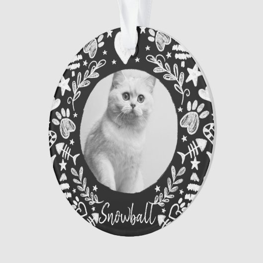 Schwarzer Chalkboard Art Frame Cat Memorial Keepak Ornament (Vorderseite)
