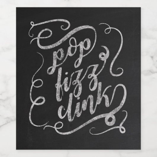 Schwarzer Chalkboard Text, Pop, Fizz, Clink Weinet Weinetikett (Einzelnes Label)