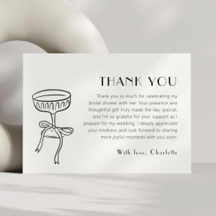 Schwarzer Champagner-Glass mit Brautparty Dankeskarte