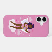 schwarzer Cherub afrikanischer Engel Harfe Herzen iPhone 16 Hülle (Rückseite (Horizontal))