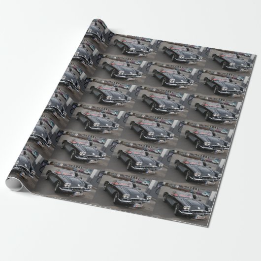 Schwarzer Chevrolet Corvette Stingray Geschenkpapier (Ungerollt)