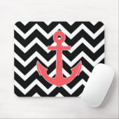Schwarzer Chevron Rosa Anker Mousepad (Mit Mouse)