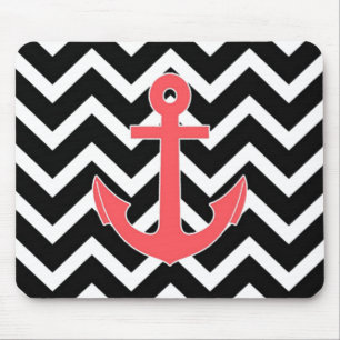 Schwarzer Chevron Rosa Anker Mousepad