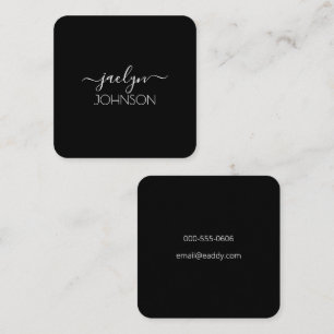 Schwarzer Chic Eleganter Personalisierter Name für Quadratische Visitenkarte
