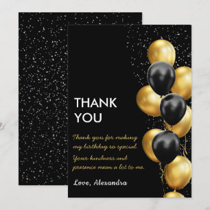 Schwarzer Chic-Gold-Ballon Dankeskarte