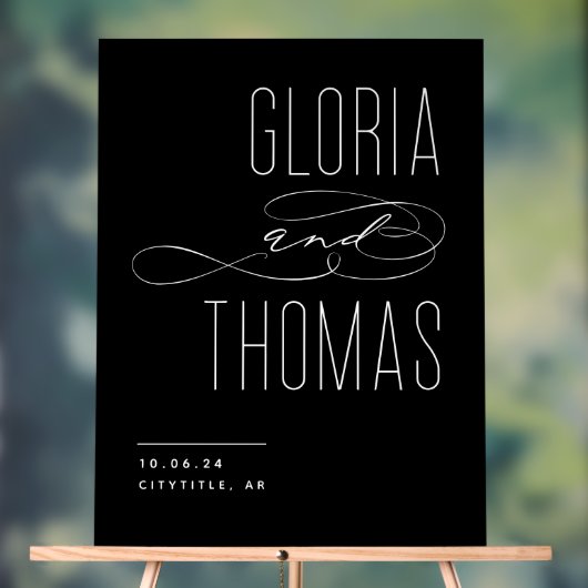 Schwarzer Chic Moderne Minimalistische Hochzeit Wi Acrylschild (Neutral)