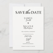 Schwarzer Chic Modernes Minimales Full Foto Save t Einladung (Vorderseite)