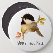 Schwarzer Chickadee Bird Button (Vorne & Hinten)