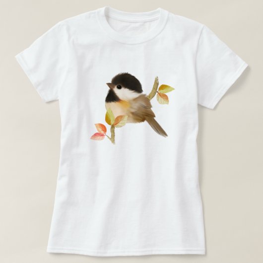 Schwarzer Chickadee Bird T-Shirt (Design vorne)