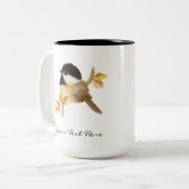 Schwarzer Chickadee Bird Zweifarbige Tasse (Vorderseite Links)