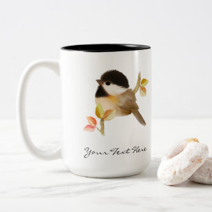Schwarzer Chickadee Bird Zweifarbige Tasse